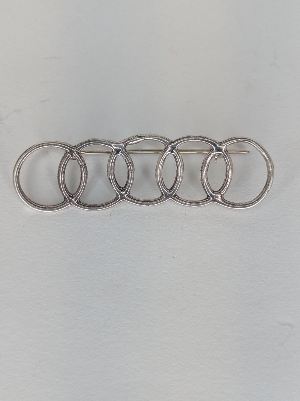 Vintage Handmade 925 Sterling Interlocking Ring Brooch
